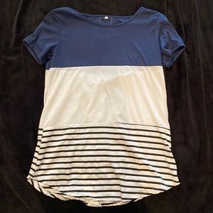 Blue White and Black Stripped Shirt